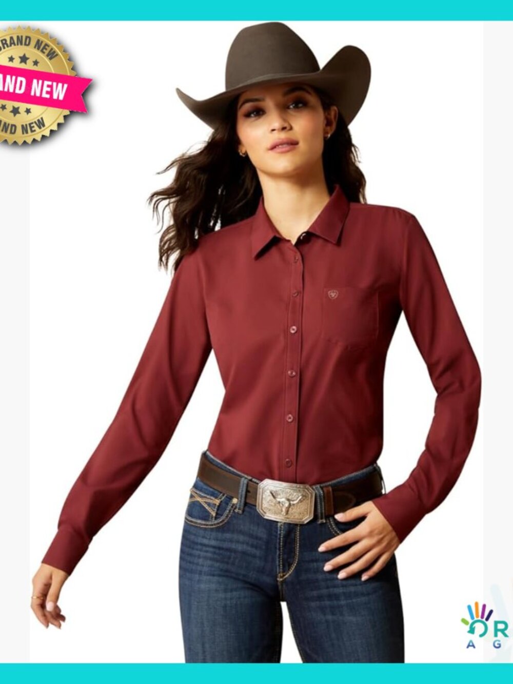 Stretch Polyester Work Shirt Long Sleeve Button Front Classic Utility Top